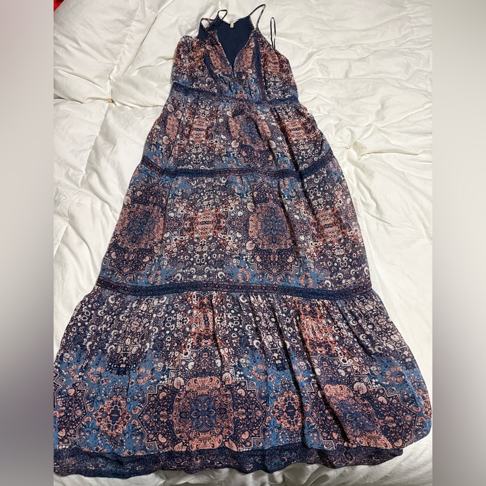 Joie 100% Silk Ruffled Tiered Maxi Sundress Size M Medium
